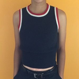 Retro women’s navy blue cropped tank top